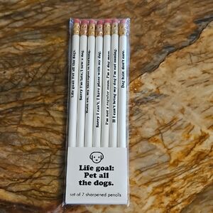 SNIFTY "Life Goal: Pet All the Dogs" set of 7 sharpened #2 pencils. 